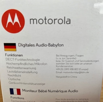 Motorola MBP 8 Babyphone Verpackung seitlich